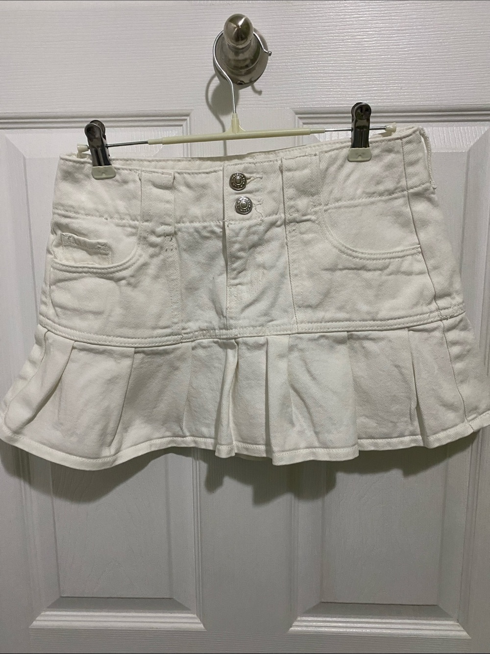 Pacsun White Mini Denim Cotton Skirt Size 25 Summer Beach Teen